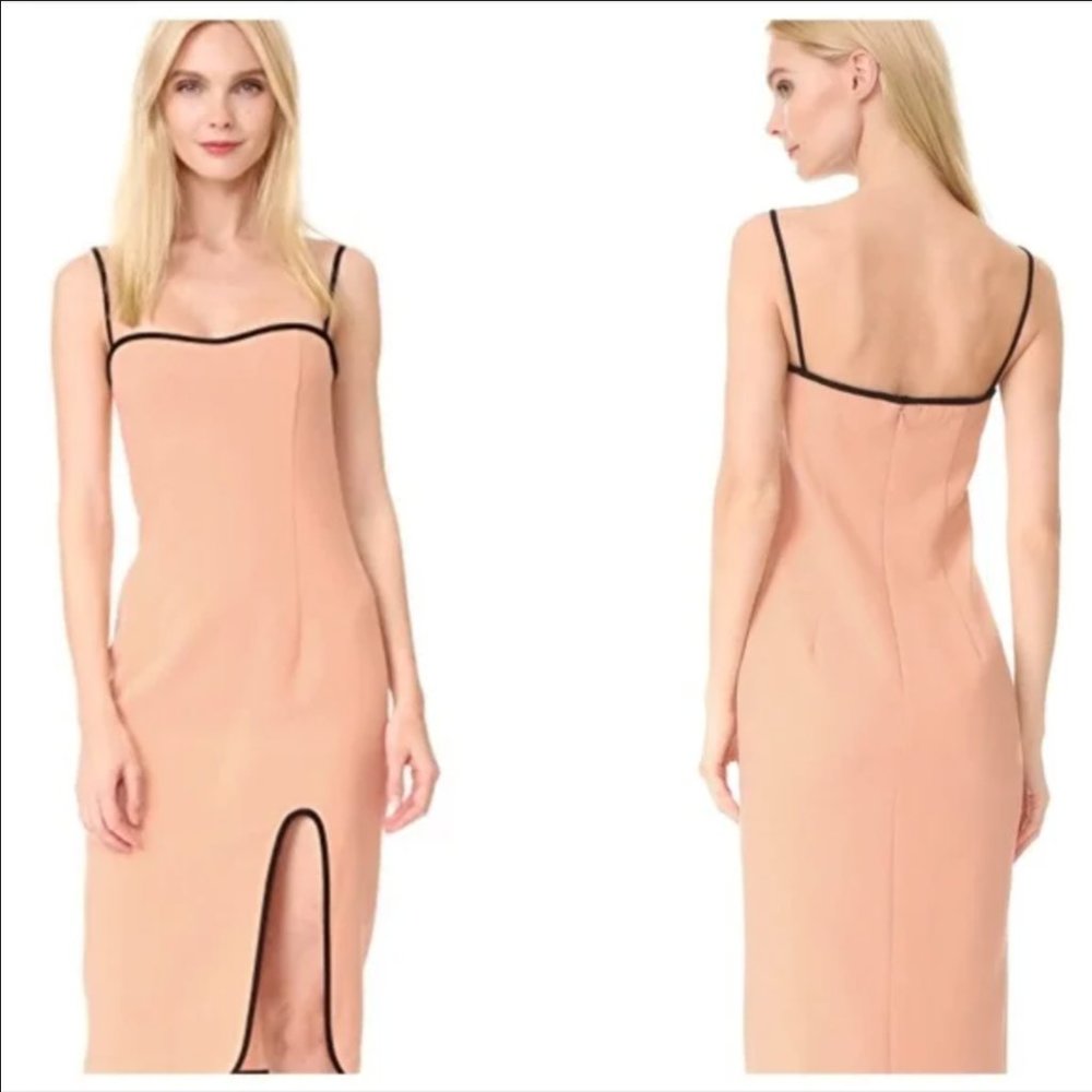 Black Halo peach with black trim Dalai sheath dress with cut-out, size 4